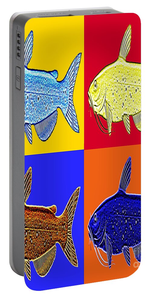 Cat Fish Portable Battery Charger featuring the digital art Fat Cats by Lee Owenby