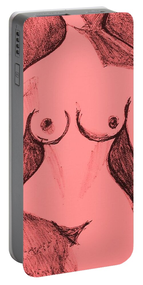 Figure Painting Portable Battery Charger featuring the drawing Female Nude Figure by Anita Dale Livaditis
