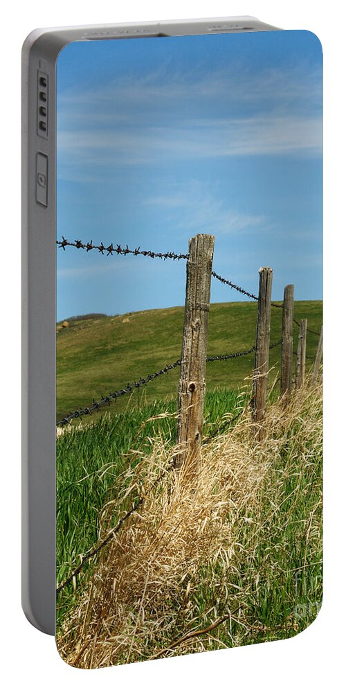 Fence Portable Battery Charger featuring the photograph Fence in the Foothills by Vivian Christopher