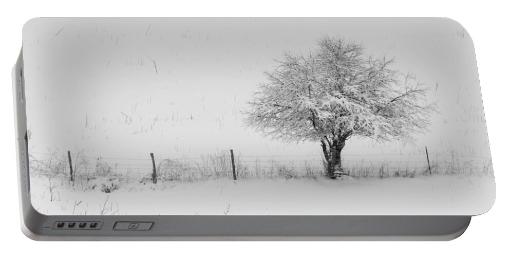 Fence Portable Battery Charger featuring the photograph Fence line in the Wintertime by Holden The Moment