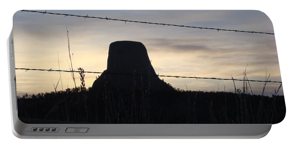 Devils Tower Portable Battery Charger featuring the photograph Fencing Devil's Tower by Cathy Anderson