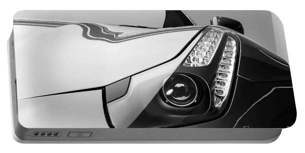 White Portable Battery Charger featuring the photograph Ferrari Headlight by Matt Malloy
