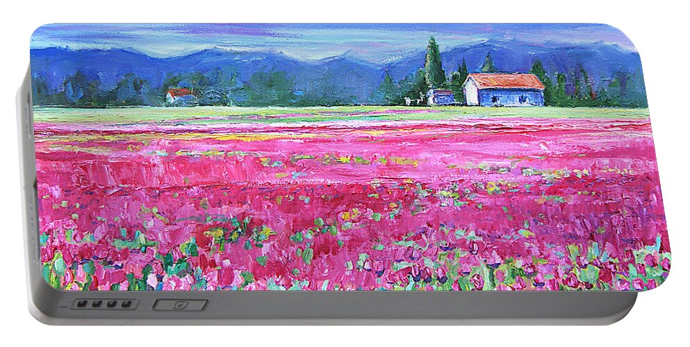  Portable Battery Charger featuring the painting Field of Poppies by Jennifer Beaudet