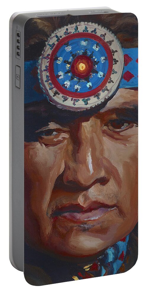 Native American Portable Battery Charger featuring the painting Fierce Eagle by Christine Lytwynczuk