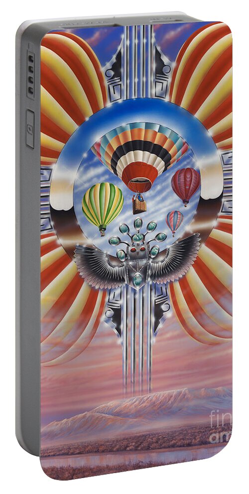Balloons Portable Battery Charger featuring the painting Fiesta De Colores by Ricardo Chavez-Mendez