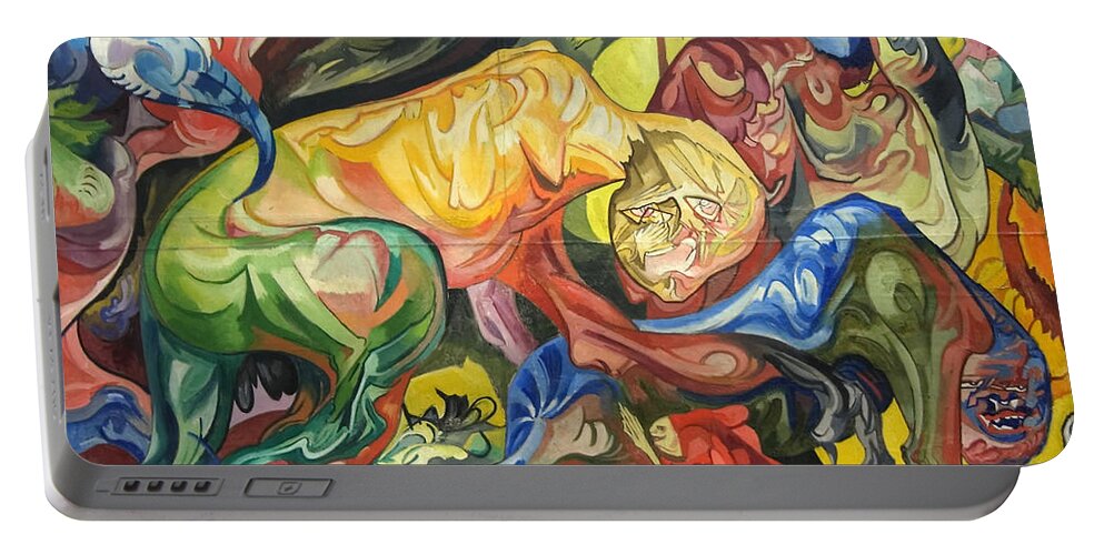 Stanislaw Ignacy Witkiewicz Portable Battery Charger featuring the painting Fight by Stanislaw Ignacy Witkiewicz