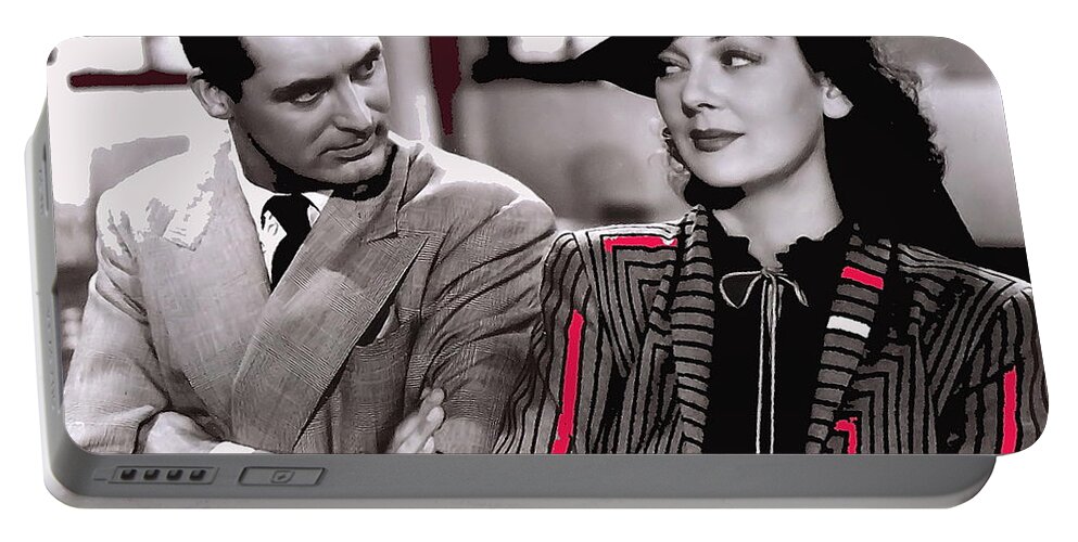 Film Homage Cary Grant Rosalind Russell Howard Hawks His Girl Friday 1940-2008 Toned Color Added Portable Battery Charger featuring the photograph Film homage Cary Grant Rosalind Russell Howard Hawks His Girl Friday 1940-2008 by David Lee Guss
