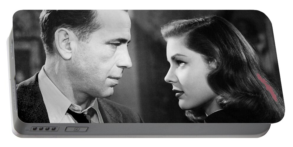 Film Noir Publicity Photo Bogart And Bacall The Big Sleep 1945-46 Portable Battery Charger featuring the photograph Film Noir publicity photo Bogart and Bacall The Big Sleep 1945-46 by David Lee Guss