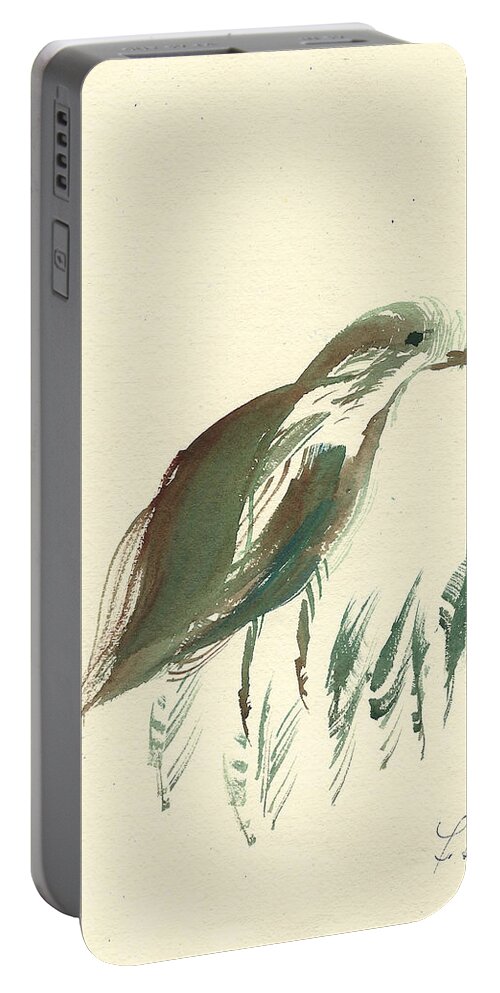 Watercolor Painting Portable Battery Charger featuring the painting Finch Bird by Frank Bright