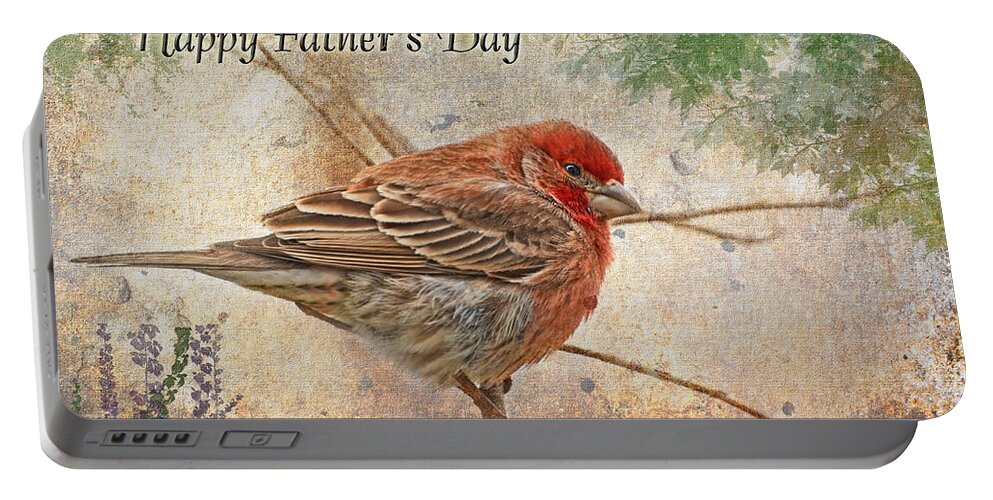 Nature Portable Battery Charger featuring the photograph Finch Greeting Card Father's Day by Debbie Portwood