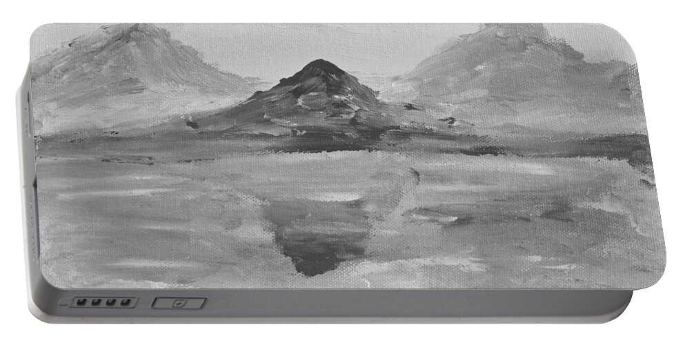 Monochrome Portable Battery Charger featuring the painting Finger Painting #2 by Dick Bourgault
