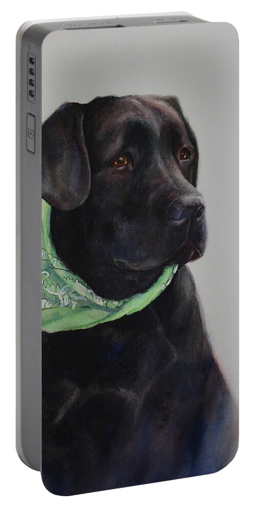 Dog Portable Battery Charger featuring the painting Finnegan by Ruth Kamenev