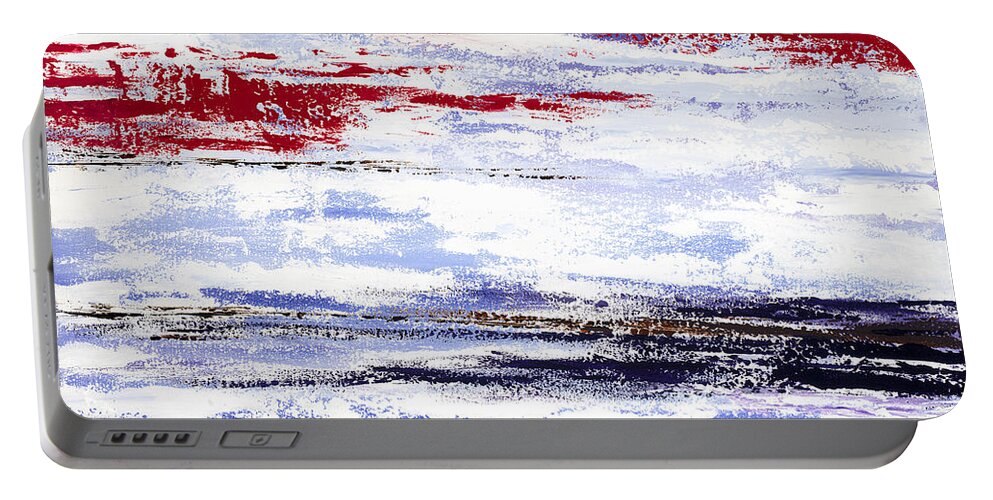 Abstract Portable Battery Charger featuring the painting I C Red by Tamara Nelson