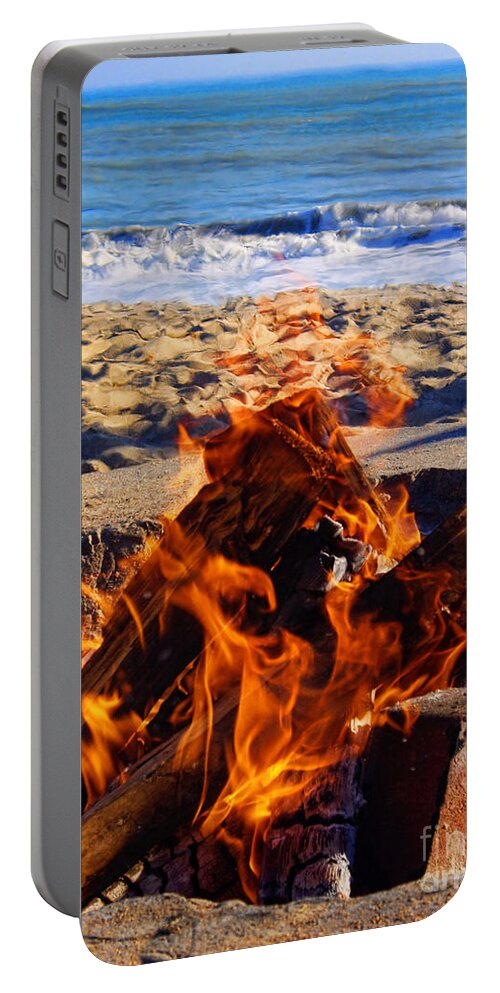 Fire At The Beach Portable Battery Charger featuring the photograph Fire at the Beach by Mariola Bitner
