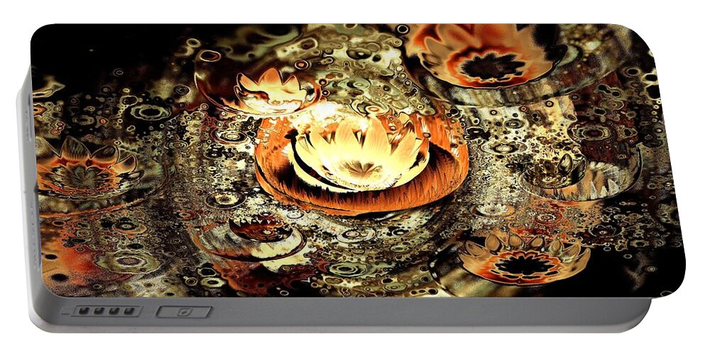 Plant Portable Battery Charger featuring the digital art Fire Lotus by Anastasiya Malakhova