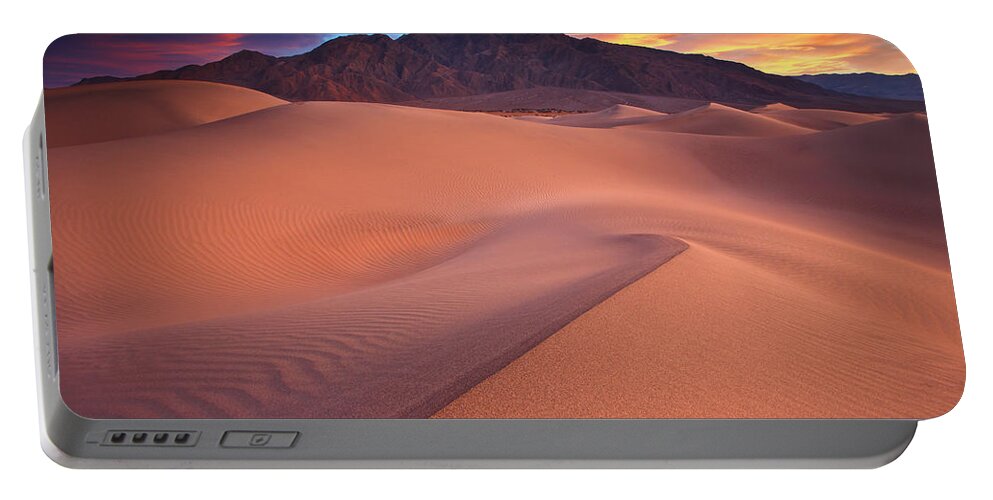 Death Valley Portable Battery Charger featuring the photograph Fire On Mesquite Dunes by Darren White