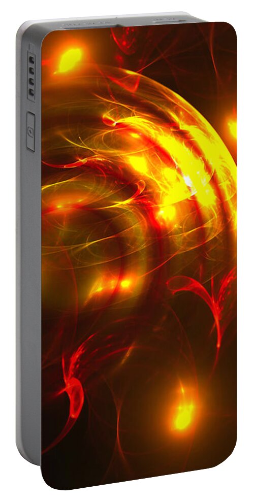 Abstract Portable Battery Charger featuring the digital art Fire Storm by Victoria Harrington