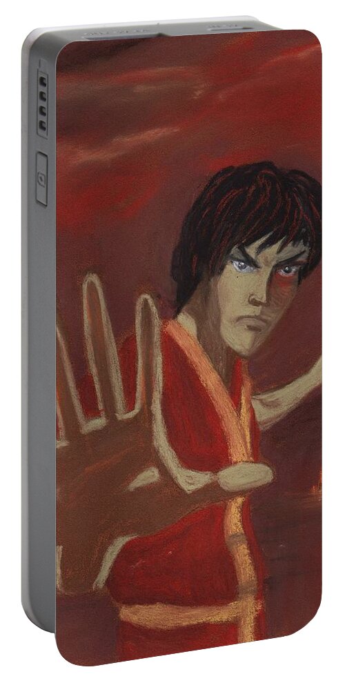 Last Portable Battery Charger featuring the painting Firebending by Anastasiya Malakhova