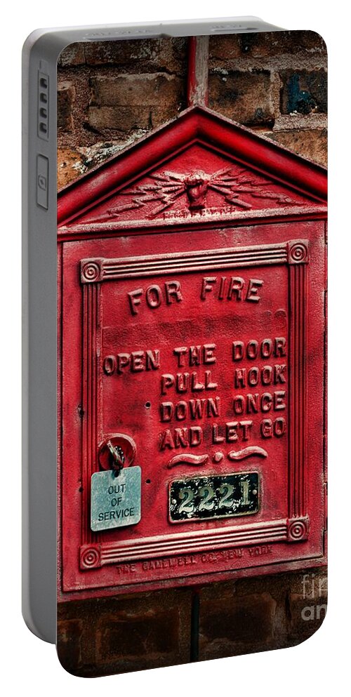 Paul Ward Portable Battery Charger featuring the photograph Fireman - Fire Alarm Box - Out of Service by Paul Ward