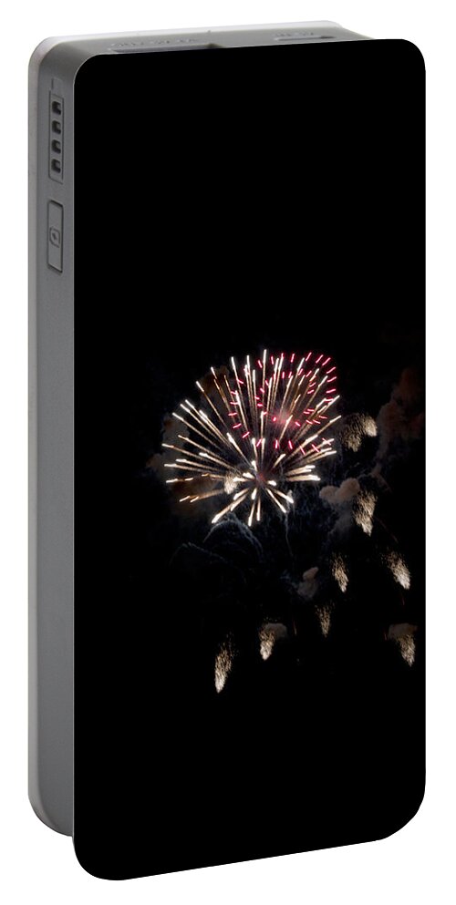 Fireworks Portable Battery Charger featuring the photograph Fireworks at Night by Edward Hawkins II