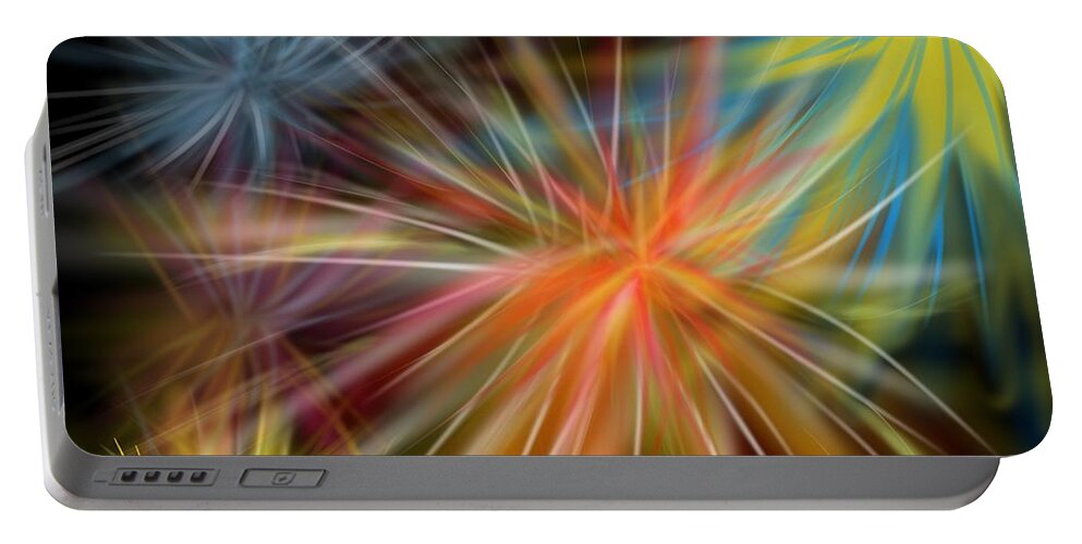Multi Color Portable Battery Charger featuring the digital art Fireworks by Christine Fournier