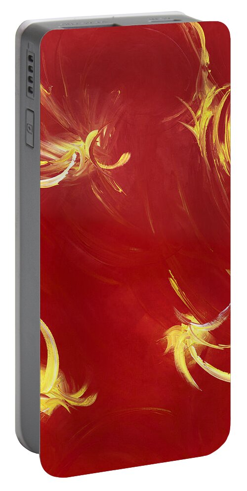 Abstract Portable Battery Charger featuring the painting Fireworks by Tamara Nelson