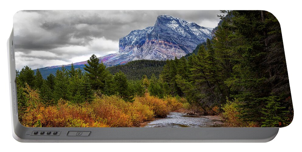 Montana Portable Battery Charger featuring the photograph First Dusting of Snow by Mary Jo Allen