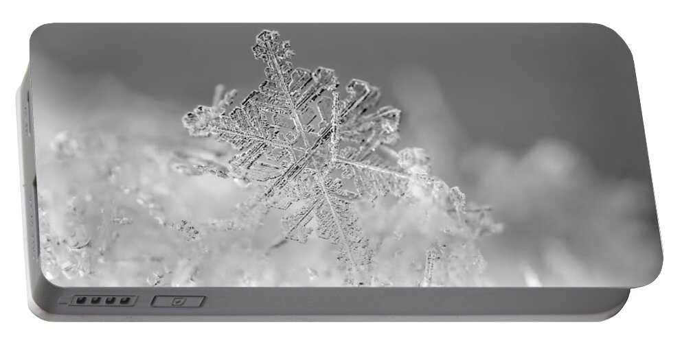 Snowflake Portable Battery Charger featuring the photograph First Snowflake by Rona Black
