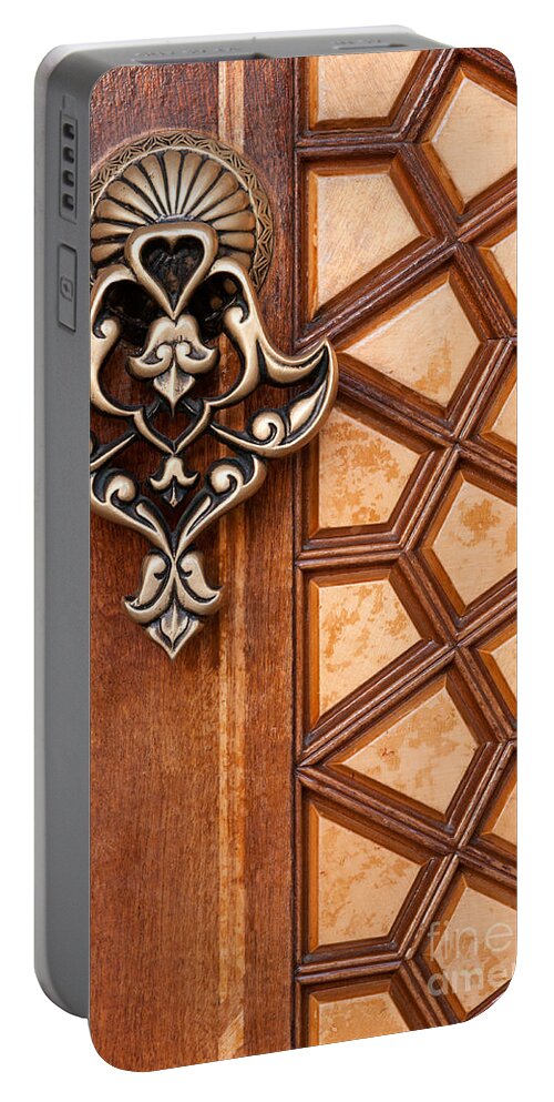 Istanbul Portable Battery Charger featuring the photograph Firuz Aga Mosque Door 04 by Rick Piper Photography