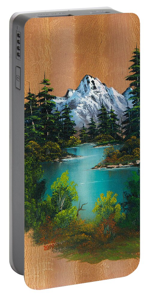 Landscape Portable Battery Charger featuring the painting Angler's Fantasy by Chris Steele