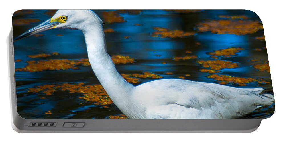 Optical Playground By Mp Ray Portable Battery Charger featuring the photograph Fishing Egret by Optical Playground By MP Ray