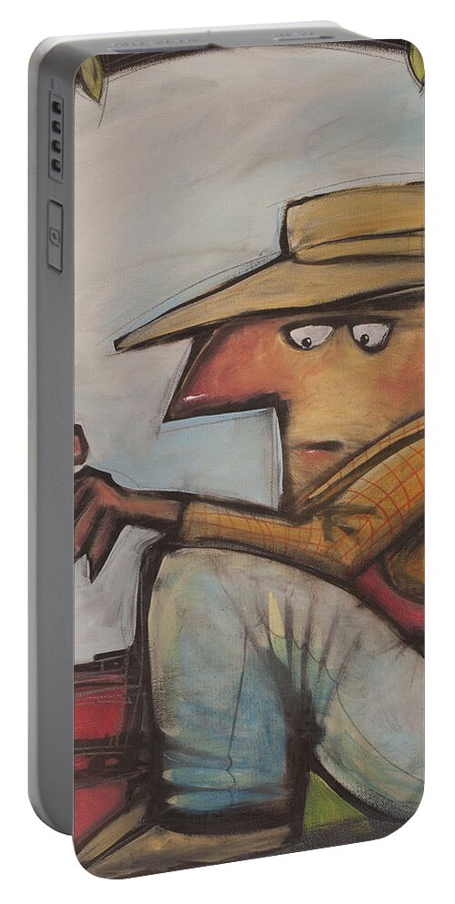 Fishing Portable Battery Charger featuring the painting Fishing For Compliments Part 1 by Tim Nyberg