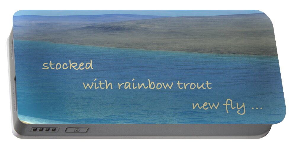 Poetry Portable Battery Charger featuring the digital art Fishing Haiga by Judi Suni Hall