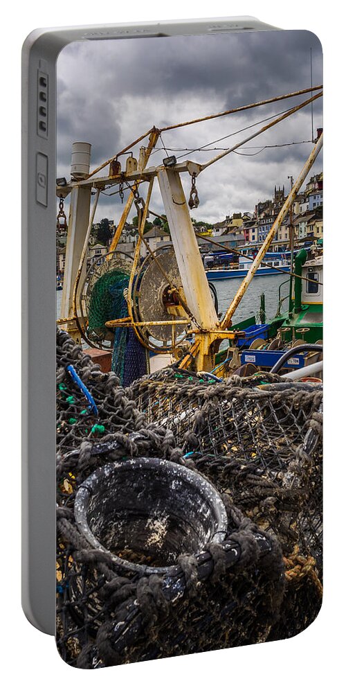 Brixham Portable Battery Charger featuring the photograph Fishing pots at Brixham by Mark Llewellyn