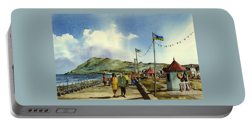 Valbyrne Portable Battery Charger featuring the painting As I walk along the promenade with an independant air ....... by Val Byrne