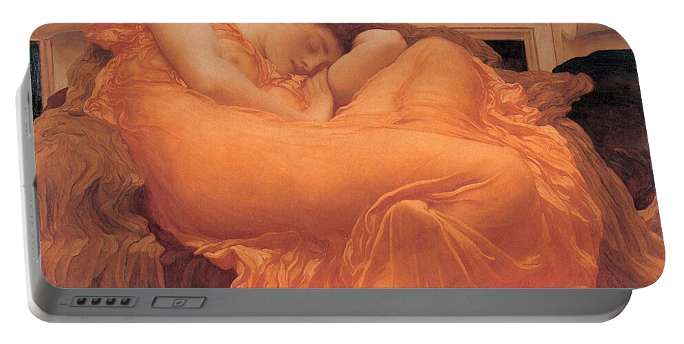 Flaming June Portable Battery Charger featuring the painting Flaming June by Frederick Leighton
