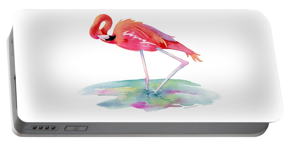 Flamingo Portable Battery Charger featuring the painting Flamingo View by Amy Kirkpatrick