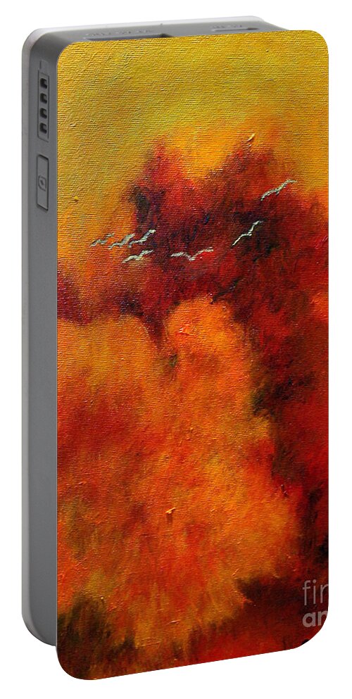 Impressionism Portable Battery Charger featuring the painting Flight of the White Birds by Alison Caltrider