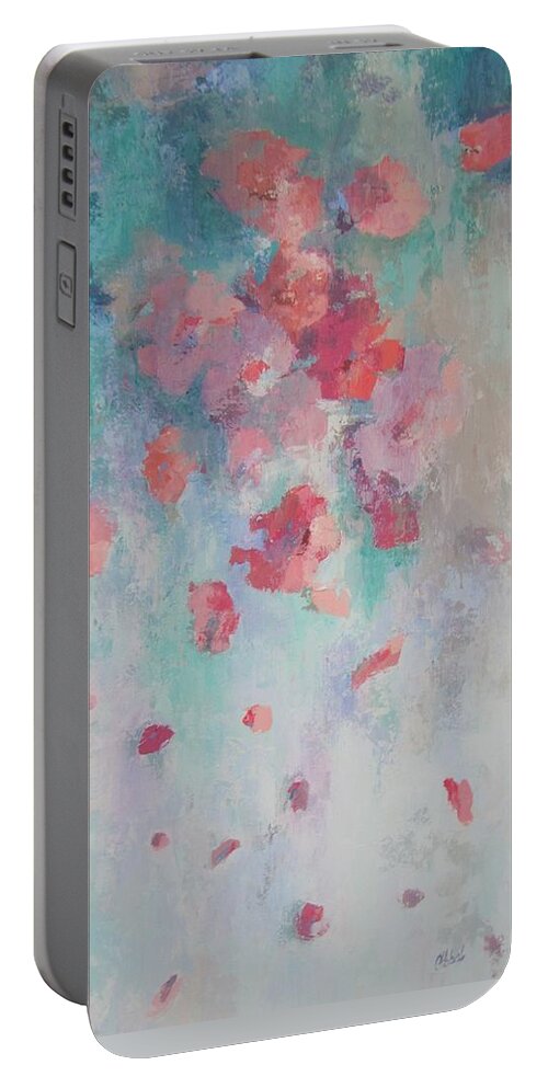 Palette Knife Portable Battery Charger featuring the painting Floating Flowers Painting by Chris Hobel