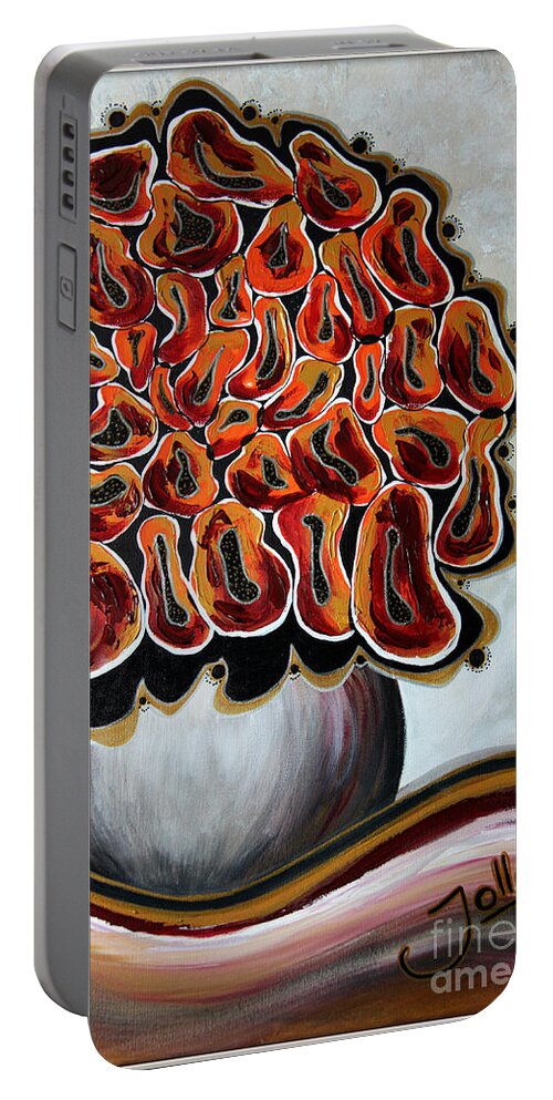 Floral Portable Battery Charger featuring the painting Floral Fandango by Jolanta Anna Karolska