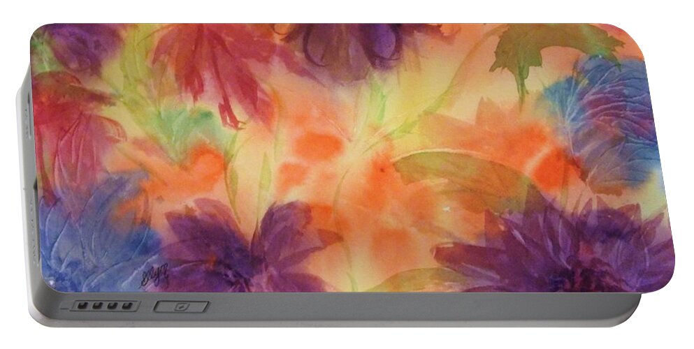 Floral Portable Battery Charger featuring the painting Floral Fantasy by Ellen Levinson