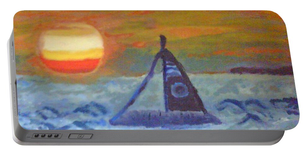 Florida Portable Battery Charger featuring the painting Florida Key Sunset by Suzanne Berthier