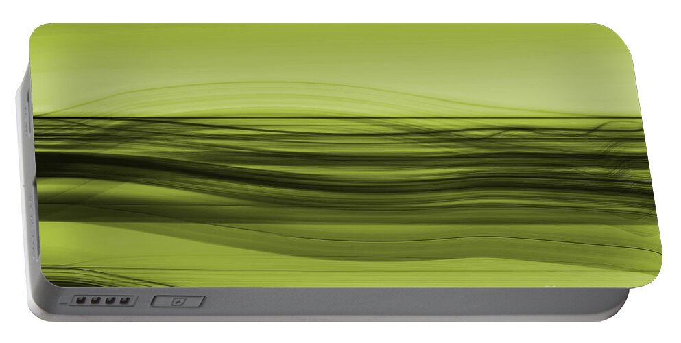 Abstract Portable Battery Charger featuring the digital art Flow - Green by Hannes Cmarits
