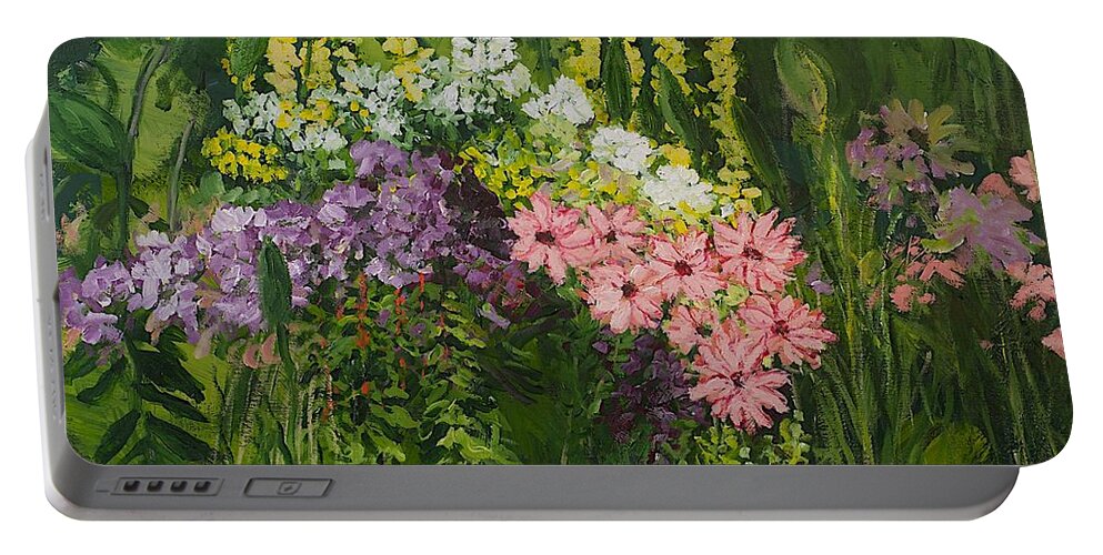 Landscape Portable Battery Charger featuring the painting Flower Dance by Allan P Friedlander