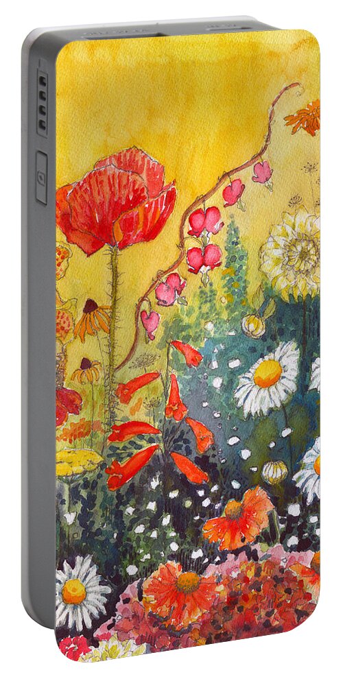 Flower Garden Portable Battery Charger featuring the painting Flower Garden by Katherine Miller