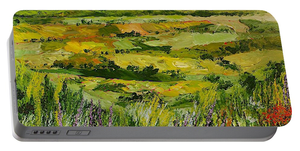 Landscape Portable Battery Charger featuring the painting Flower Gate by Allan P Friedlander
