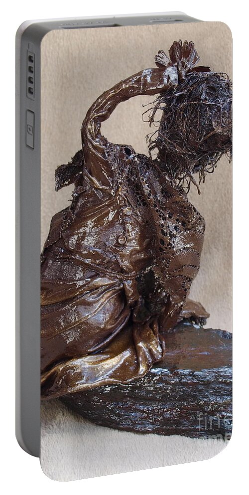 Sculpture Portable Battery Charger featuring the sculpture Flower Girl - 2nd Photo by Vivian Martin