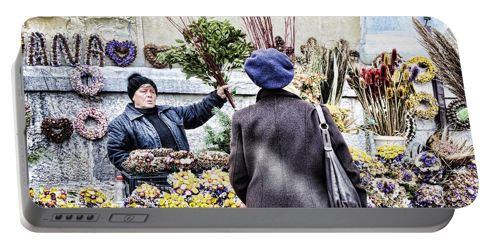 Europe Portable Battery Charger featuring the photograph Flower Lady - Zagreb by Crystal Nederman
