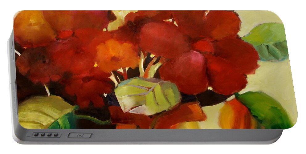 Flowers Portable Battery Charger featuring the painting Flower Vase No. 3 by Michelle Abrams