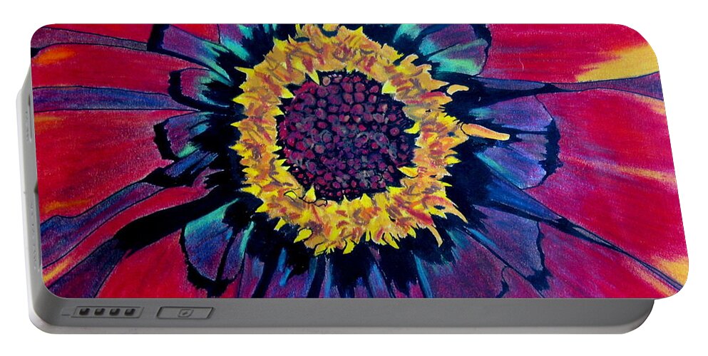 Flower Portable Battery Charger featuring the pastel Flowerburst by Rory Siegel